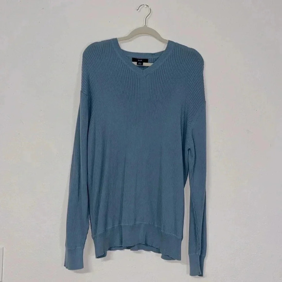 Imperfect vintage Gap XXL sweater 100% cotton Y2K vneck ribbed XXL sweater 2002 - Picture 1 of 11
